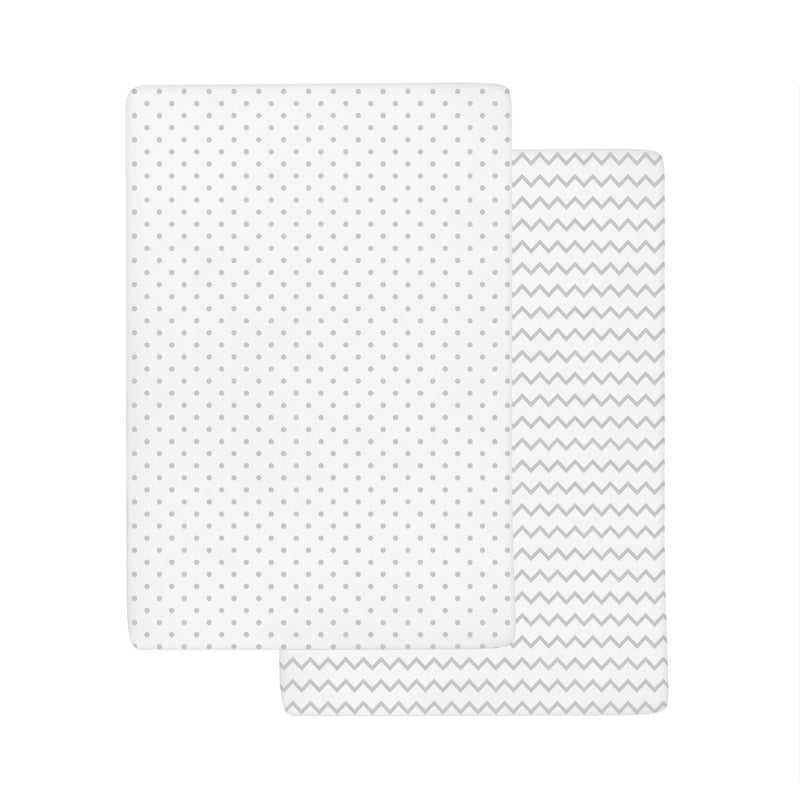 Ely's & Co. Ely’s & Co. Crib Sheets, Baby Boy/Girl Fitted Crib Mattress Sheet Set, 2 Pack, 100% Jersey Knit Cotton, Infant and Toddler Nursery Bedding, Grey Chevron and Polka Dot Print, 28” x 52” - Image 5